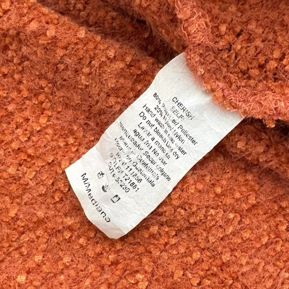 Cozy Soft Orange Knit Sweater Oversized Womens Size Med Cottagecore - Picture 5 of 7